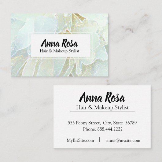 *~*の柔らかい花の青緑の花の上品 名刺 (正面/裏面)