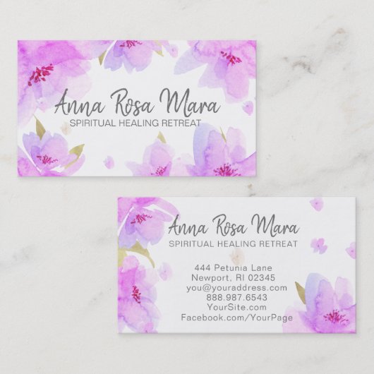 *~*の柔らかい花柄の抽象芸術のモダンの水彩画 名刺 (正面/裏面)