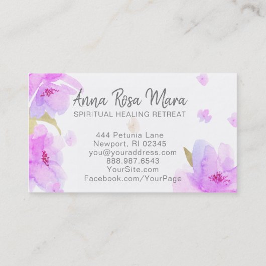 *~*の柔らかい花柄の抽象芸術のモダンの水彩画 名刺 (裏面)