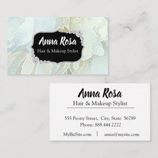 *~*の柔らかい青緑のきらきら光るなダイヤモンドの抽象芸術 名刺 (正面/裏面)