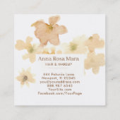 *~*の柔らかさの抽象芸術のベージュモモの花柄の水彩画 スクエア名刺 (裏面)