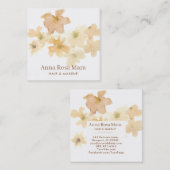 *~*の柔らかさの抽象芸術のベージュモモの花柄の水彩画 スクエア名刺 (正面/裏面)