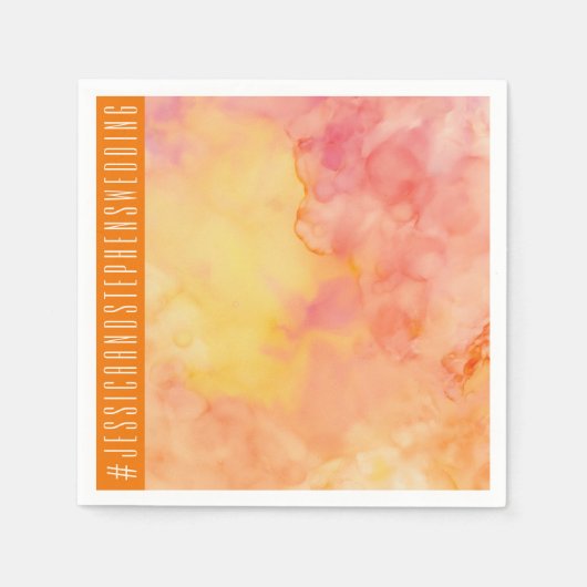 の標準結婚のナプキン新鮮な花オレンジ スタンダードカクテルナプキン (正面)