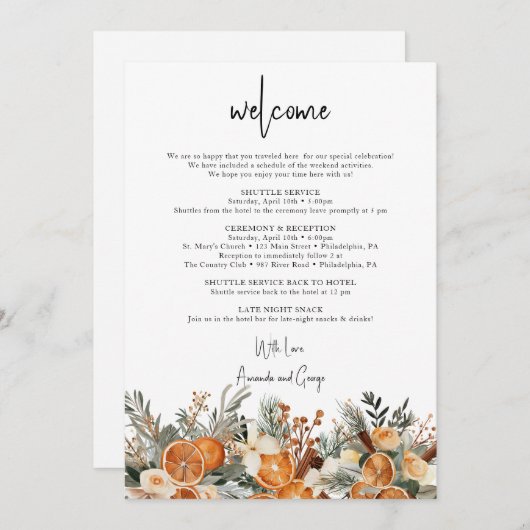 の歓迎結婚バッグレター旅程秋冬 シーズンカード (正面/裏面)