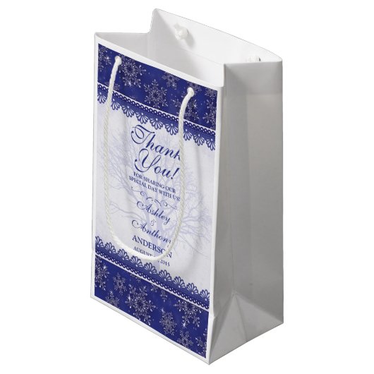 の歓迎結婚抱き枕ブルーウィンタースノーフレーク スモールペーパーバッグ (正面アングル)