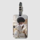 の母祈金ゴールドと白い荷物タグ ラゲッジタグ (正面縦)