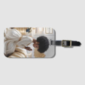 の母祈金ゴールドと白い荷物タグ ラゲッジタグ (正面横)