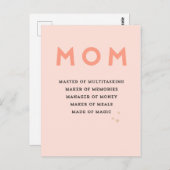 の母祝母MOMの頭字語かわいいおもしろカード ポストカード (正面/裏面)