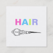 *~*の毛のパステルのはさみのシンプルでミニマルなはっきりした スクエア名刺 (正面)