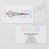 *~*の毛のパステルのシンプルでミニマルで旧式なはさみ 名刺 (正面/裏面)
