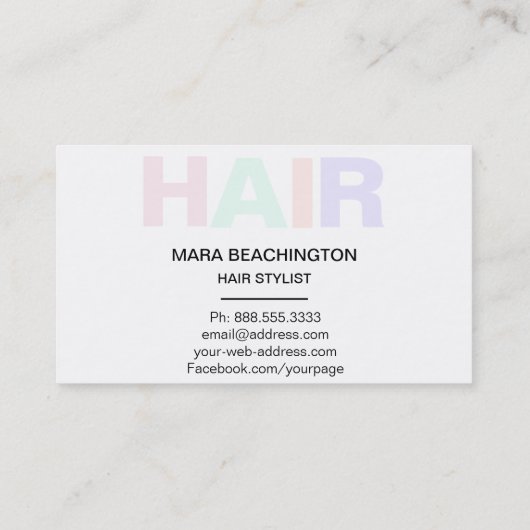 *~*の毛のパステルのシンプルでミニマルで旧式なはさみ 名刺 (裏面)