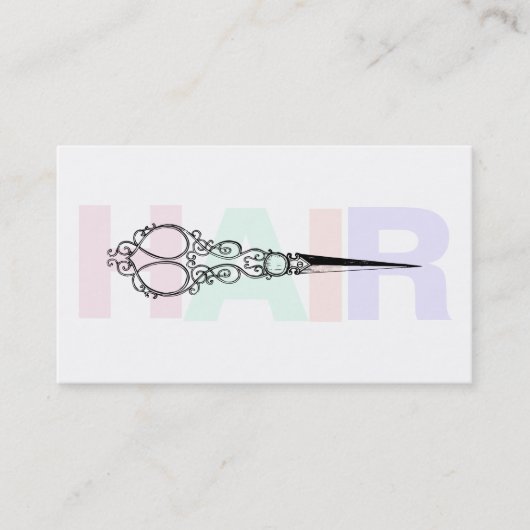 *~*の毛のパステルのシンプルでミニマルで旧式なはさみ 名刺 (正面)