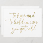 の毛布フォイル結婚金ゴールド記号を保持する 招待状 (正面/裏面)