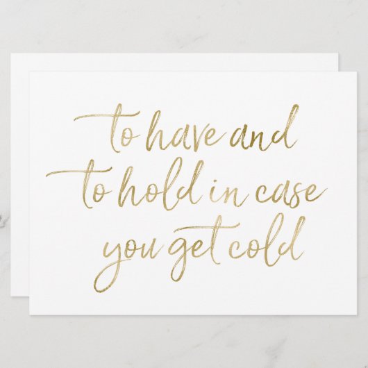 の毛布フォイル結婚金ゴールド記号を保持する 招待状 (正面/裏面)