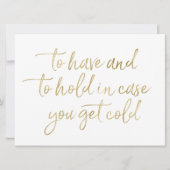 の毛布フォイル結婚金ゴールド記号を保持する 招待状 (正面)