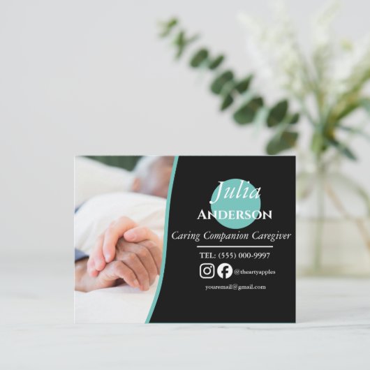 の気に同伴の介護者はがき ポストカード (スタンド正面)