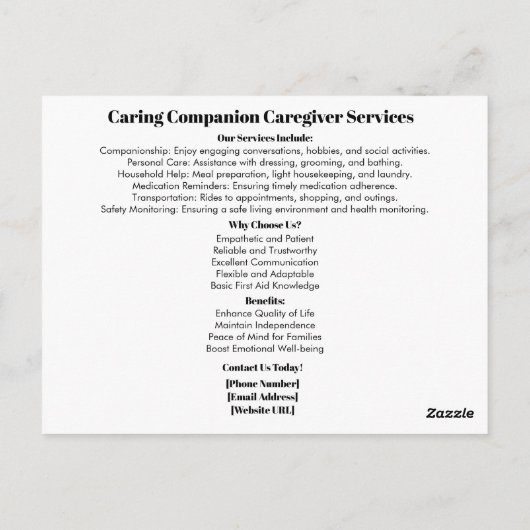 の気に同伴の介護者はがき ポストカード (裏面)