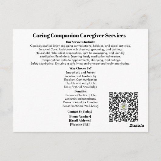 の気に同伴の介護者はがき ポストカード (裏面)