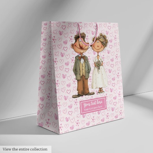 の水彩新婚抱き枕結婚ズ ミディアムペーパーバッグ