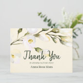 *~*の水彩画のビーチのばら色のブライダルシャワーの赤面 サンキューカード (スタンド正面)