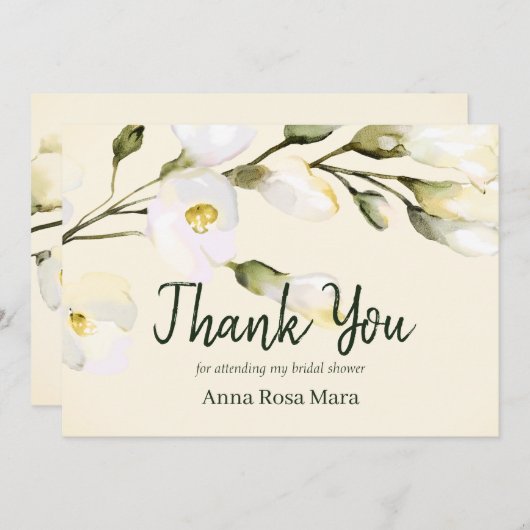 *~*の水彩画のビーチのばら色のブライダルシャワーの赤面 サンキューカード (正面/裏面)