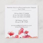 *~*の水彩画のモダンで赤いケシの花の花柄 スクエア名刺 (裏面)