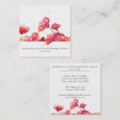 *~*の水彩画のモダンで赤いケシの花の花柄 スクエア名刺 (正面/裏面)