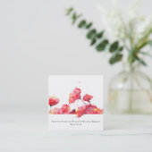*~*の水彩画のモダンで赤いケシの花の花柄 スクエア名刺 (スタンド正面)