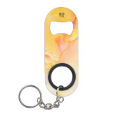 *~*の水彩画の大理石のオレンジイエロー・ゴールドの明るい赤紫色 キーホルダー栓抜き (正面)