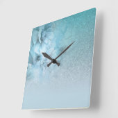*~*の水彩画の天花のターコイズのグリッター スクエア壁時計 (傾斜)