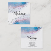 *~*の水彩画の抽象芸術のパステル調のグリッターの青 スクエア名刺 (正面/裏面)