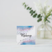*~*の水彩画の抽象芸術のパステル調のグリッターの青 スクエア名刺 (スタンド正面)