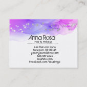 *~*の水彩画の抽象芸術のマゼンタのラベンダーのモダン 名刺 (裏面)
