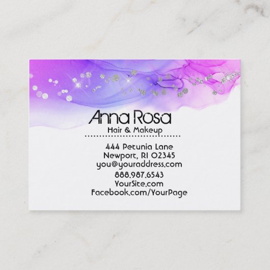 *~*の水彩画の抽象芸術のマゼンタのラベンダーのモダン 名刺 (裏面)