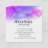 *~*の水彩画の抽象芸術のマゼンタの青いモダン スクエア名刺 (裏面)