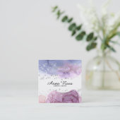 *~*の水彩画の抽象芸術の銀のグリッターの近代美術 スクエア名刺 (スタンド正面)