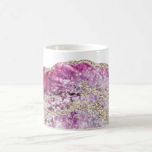 *~*の水彩画の瑪瑙の金ゴールドのグリッター石Geode コーヒーマグカップ (中央)