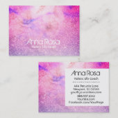 *~*の水彩画の花のグリッターの青いピンクの紫色 名刺 (正面/裏面)