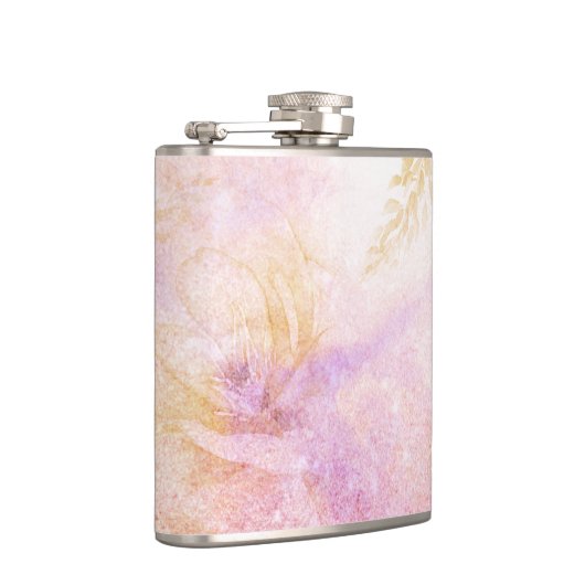 *~*の水彩画の花の金ゴールドのラベンダーのモモのグリッター フラスク