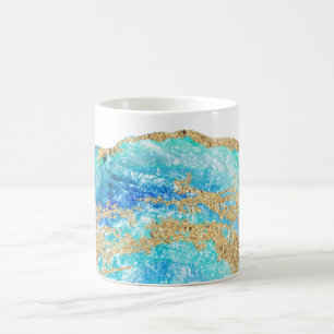 *~*の水彩画の金ゴールドのグリッターのGeodeの石の瑪瑙 コーヒーマグカップ