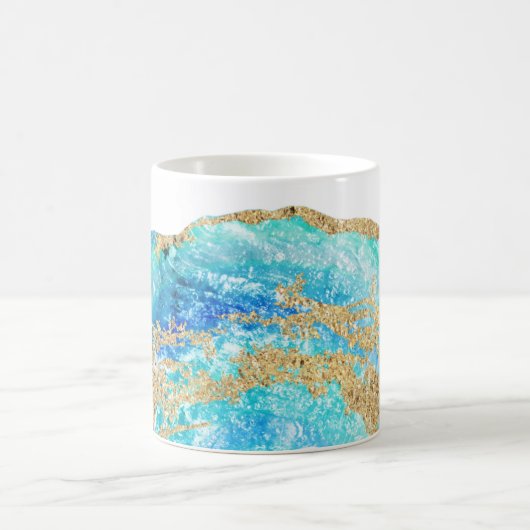 *~*の水彩画の金ゴールドのグリッターのGeodeの石の瑪瑙 コーヒーマグカップ (中央)