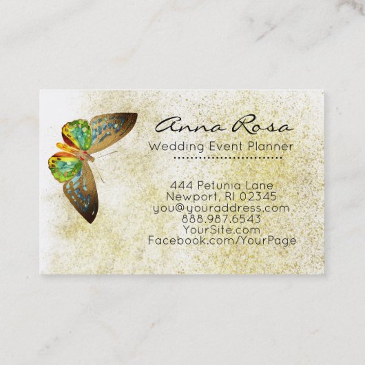 *~*の水彩画の金ゴールドのグリッターは金ゴールドの蝶を金めっきしました 名刺 (裏面)