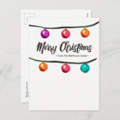 の水彩画、メリークリスマス、球パーソナライズ シーズンポストカード (正面/裏面)