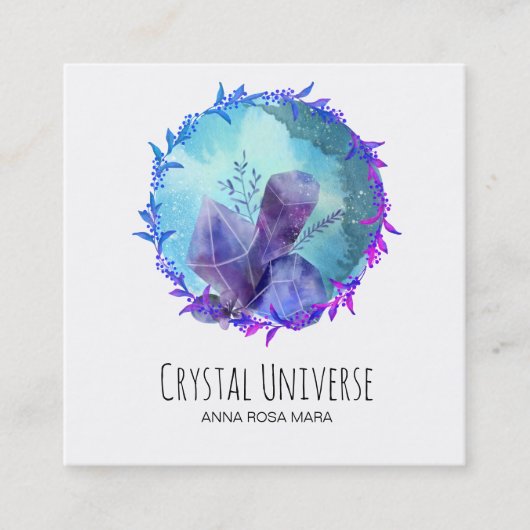 *~*の水晶宇宙花のリース スクエア名刺 (正面)
