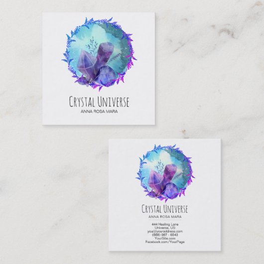 *~*の水晶宇宙花のリース スクエア名刺 (正面/裏面)