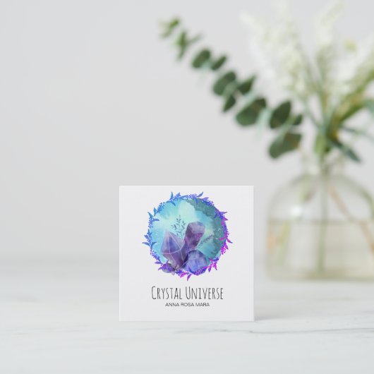 *~*の水晶宇宙花のリース スクエア名刺 (スタンド正面)