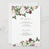 の水結婚色の白いバラとクランベリー 招待状 (裏面)