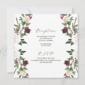 の水結婚色の白いバラとクランベリー 招待状 (裏面)