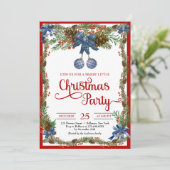 ～の水色ほこりっぽい青いクリスマスボールリボン 招待状 (スタンド正面)