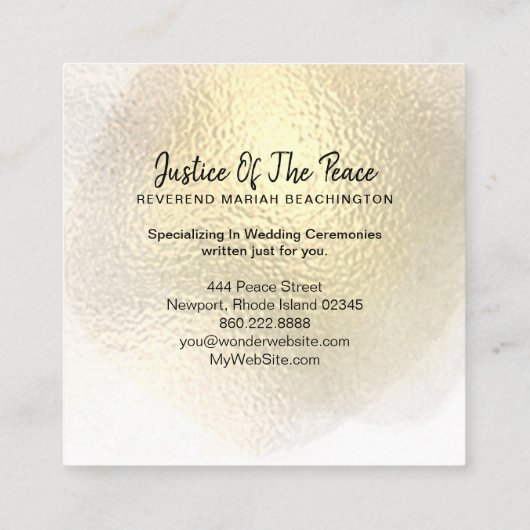 *~*の治安判事-イエロー・ゴールドの抽象芸術 スクエア名刺 (裏面)